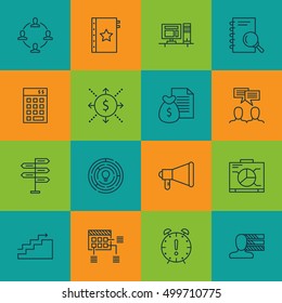 Set Of Project Management Icons On Personal Skills, Discussion, Collaboration And Other Topics. Editable Vector Illustration. Includes Cash, Brainstorming, Growth And More Vector Icons.