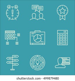 Set Of Project Management Icons On Discussion, Opportunity And Schedule Topics. Editable Vector Illustration. Includes Badge, Making And Plan Vector Icons.