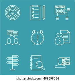 Set Of Project Management Icons On Report, Schedule And Opportunity Topics. Editable Vector Illustration. Includes Schedule, Skills And Analysis Vector Icons.