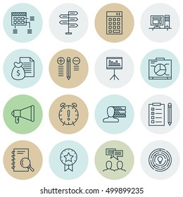 Set Of Project Management Icons On Reminder, Report, Schedule And Other Topics. Editable Vector Illustration. Includes Dashboard, Advertising, Task And More Vector Icons.