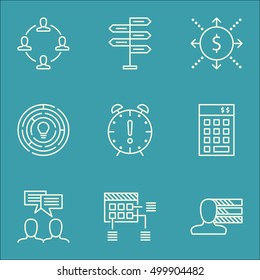 Set Of Project Management Icons On Money, Time Management And Collaboration Topics. Editable Vector Illustration. Includes Meeting, Brainstorm And Schedule Vector Icons.