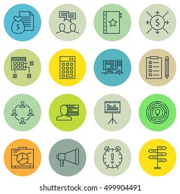 Set Of Project Management Icons On Discussion, Schedule, Innovation And Other Topics. Editable Vector Illustration. Includes Report, Teamwork, Warranty And More Vector Icons.