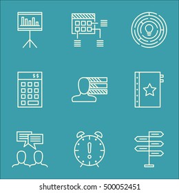 Set Of Project Management Icons On Presentation, Investment And Opportunity Topics. Editable Vector Illustration. Includes Time, Brainstorm And Statistics Vector Icons.