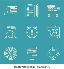 Set Of Project Management Icons On Opportunity, Collaboration And Discussion Topics. Editable Vector Illustration. Includes Date, Deadline And Teamwork Vector Icons.