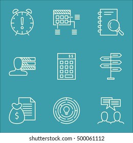 Set Of Project Management Icons On Innovation, Schedule And Opportunity Topics. Editable Vector Illustration. Includes Fork, Brainstorm And Report Vector Icons.