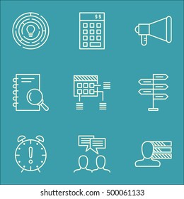 Set Of Project Management Icons On Discussion, Analysis And Personal Skills Topics. Editable Vector Illustration. Includes Idea, Announcement And Fork Vector Icons.
