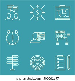 Set Of Project Management Icons On Time Management, Reminder And Board Topics. Editable Vector Illustration. Includes Schedule, Fork And Plan Vector Icons.