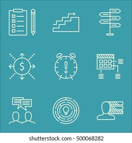 Set Of Project Management Icons On Discussion, Personal Skills And Money Topics. Editable Vector Illustration. Includes Cash, Chart And Decision Vector Icons.