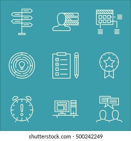 Set Of Project Management Icons On Discussion, Time Management And Computer Topics. Editable Vector Illustration. Includes Award, Meeting And Brainstorming Vector Icons.