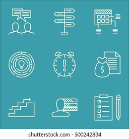 Set Of Project Management Icons On Innovation, Time Management And Discussion Topics. Editable Vector Illustration. Includes Skills, Personality And Report Vector Icons.