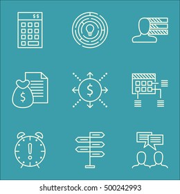 Set Of Project Management Icons On Report, Innovation And Investment Topics. Editable Vector Illustration. Includes Revenue, Meeting And Time Vector Icons.