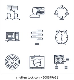 Set Of Project Management Icons On Collaboration, Board And Time Management Topics. Editable Vector Illustration. Includes Dashboard, Presentation And Time Vector Icons.