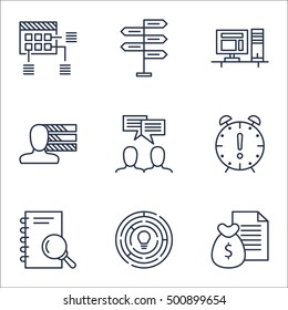 Set Of Project Management Icons On Schedule, Innovation And Opportunity Topics. Editable Vector Illustration. Includes Office, Analysis And Report Vector Icons.