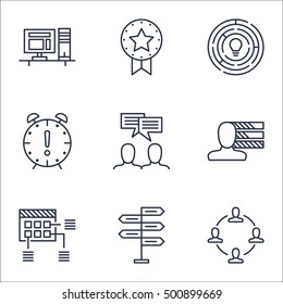 Set Of Project Management Icons On Time Management, Innovation And Computer Topics. Editable Vector Illustration. Includes Team, Deadline And Decision Vector Icons.
