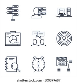 Set Of Project Management Icons On Time Management, Computer And Opportunity Topics. Editable Vector Illustration. Includes Decision, Notebook And Fork Vector Icons.