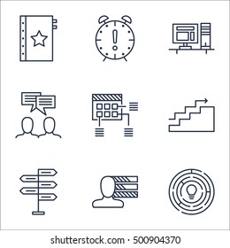 Set Of Project Management Icons On Opportunity, Innovation And Time Management Topics. Editable Vector Illustration. Includes Schedule, Brainstorming And Making Vector Icons.