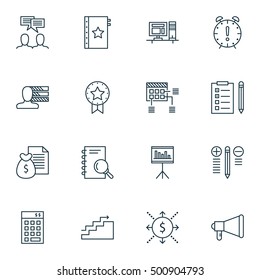 Set Of Project Management Icons On Growth, Time Management And Analysis Topics. Editable Vector Illustration. Includes Project, Workspace And Schedule Vector Icons.