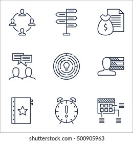 Set Of Project Management Icons On Schedule, Personal Skills And Time Management Topics. Editable Vector Illustration. Includes Fork, Quality And Personality Vector Icons.
