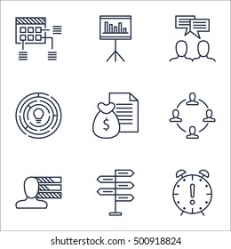 Set Of Project Management Icons On Innovation, Collaboration And Time Management Topics. Editable Vector Illustration. Includes Plan, Date And Fork Vector Icons.