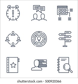 Set Of Project Management Icons On Innovation, Personal Skills And Collaboration Topics. Editable Vector Illustration. Includes Fork, Decision And Date Vector Icons.