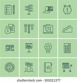 Set Of Project Management Icons On Personal Skills, Reminder And Computer Topics. Editable Vector Illustration. Includes Win, Reminder And Brainstorming Vector Icons.