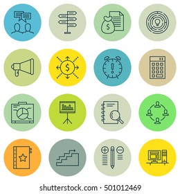 Set Of Project Management Icons On Investment, Report And Opportunity Topics. Editable Vector Illustration. Includes Meeting, Chart And Statistic Vector Icons.