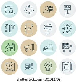 Set Of Project Management Icons On Decision Making, Board And Presentation Topics. Editable Vector Illustration. Includes Analysis, Decision And Award Vector Icons.