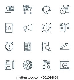 Set Of Project Management Icons On Schedule, Money And Innovation Topics. Editable Vector Illustration. Includes Presentation, Solution And Time Elements