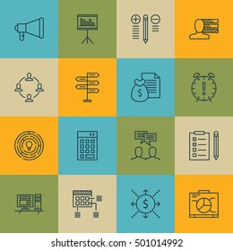 Set Of Project Management Icons On Time Management, Opportunity And Schedule Topics. Editable Vector Illustration. Includes Meeting, Chart And Fork Vector Icons.