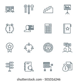 Set Of Project Management Icons On Growth, Collaboration And Schedule Topics. Editable Vector Illustration. Includes Budget, Meeting And Revenue Vector Icons.