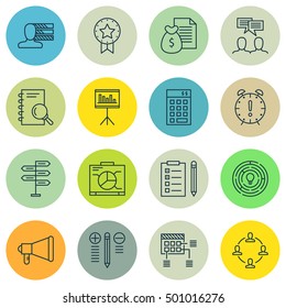 Set Of Project Management Icons On Schedule, Opportunity And Report Topics. Editable Vector Illustration. Includes Presentation, Task And Statistic Vector Icons.