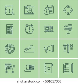 Set Of Project Management Icons On Opportunity, Computer And Schedule Topics. Editable Vector Illustration. Includes Report, Advertising And Announcement Vector Icons.