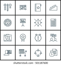 Set Of Project Management Icons On Computer, Money And Report Topics. Editable Vector Illustration. 