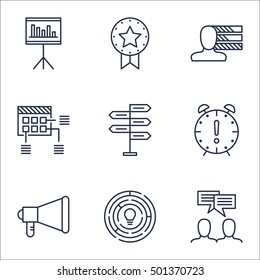 Set Of Project Management Icons On Announcement, Presentation And Personal Skills Topics. Editable Vector Illustration. Includes Deadline, Date And Win Vector Icons.