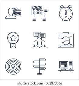 Set Of Project Management Icons On Time Management, Board And Opportunity Topics. Editable Vector Illustration. Includes Decision, Idea And Skills Vector Icons.