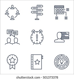 Set Of Project Management Icons On Opportunity, Personal Skills And Schedule Topics. Editable Vector Illustration. Includes Quality, Collaboration And Discussion Vector Icons.