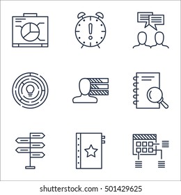 Set Of Project Management Icons On Time Management, Personal Skills And Board Topics. Editable Vector Illustration. Includes Team, Discussion And Quality Vector Icons.