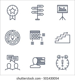 Set Of Project Management Icons On Innovation, Growth And Time Management Topics. Editable Vector Illustration. Includes Project, Time And Date Vector Icons.