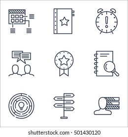 Set Of Project Management Icons On Time Management, Personal Skills And Discussion Topics. Editable Vector Illustration. Includes Personality, Team And Badge Vector Icons.