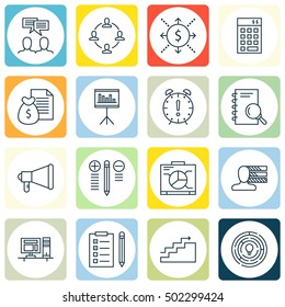 Set Of Project Management Icons On Time Management, Personal Skills And Reminder Topics. Editable Vector Illustration. Includes Promotion, Workspace And Computer Vector Icons.