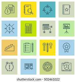 Set Of Project Management Icons On Presentation, Computer And Reminder Topics. Editable Vector Illustration. Includes Idea, Money And Award Vector Icons.
