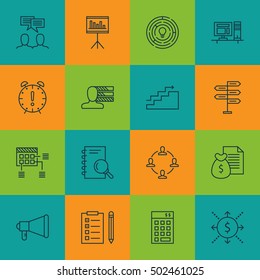 Set Of Project Management Icons On Growth, Personal Skills And Investment Topics. Editable Vector Illustration. Includes Teamwork, Growth And Schedule Vector Icons.