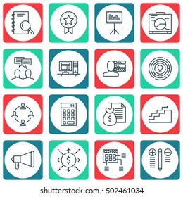 Set Of Project Management Icons On Decision Making, Collaboration And Growth Topics. Editable Vector Illustration. Includes Statistics, Discussion And Revenue Vector Icons.