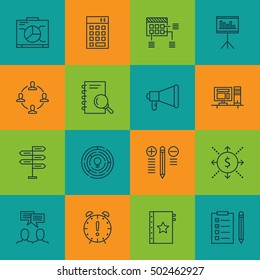 Set Of Project Management Icons On Presentation, Schedule And Opportunity Topics. Editable Vector Illustration. Includes Time, Investment And Right Vector Icons.