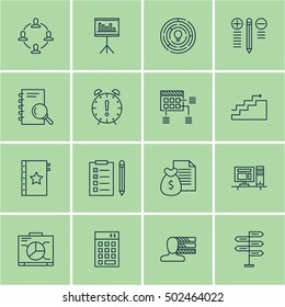 Set Of Project Management Icons On Schedule, Opportunity And Investment Topics. Editable Vector Illustration. Includes Research, Task And Reminder Vector Icons.