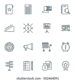 Set Of Project Management Icons On Opportunity, Report And Announcement Topics. Editable Vector Illustration. Includes Computer, Goal And Warranty Vector Icons.