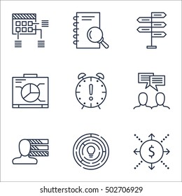 Set Of Project Management Icons On Innovation, Personal Skills And Board Topics. Editable Vector Illustration. Includes Plan, Time And Schedule Vector Icons.