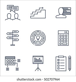 Set Of Project Management Icons On Personal Skills, Discussion And Presentation Topics. Editable Vector Illustration. Includes Project, Discussion And Skills Vector Icons.