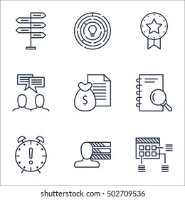 Set Of Project Management Icons On Present Badge, Report And Analysis Topics. Editable Vector Illustration. Includes Fork, Award And Idea Vector Icons.