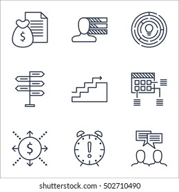Set Of Project Management Icons On Time Management, Money And Innovation Topics. Editable Vector Illustration. Includes Project, Deadline And Goal Vector Icons.